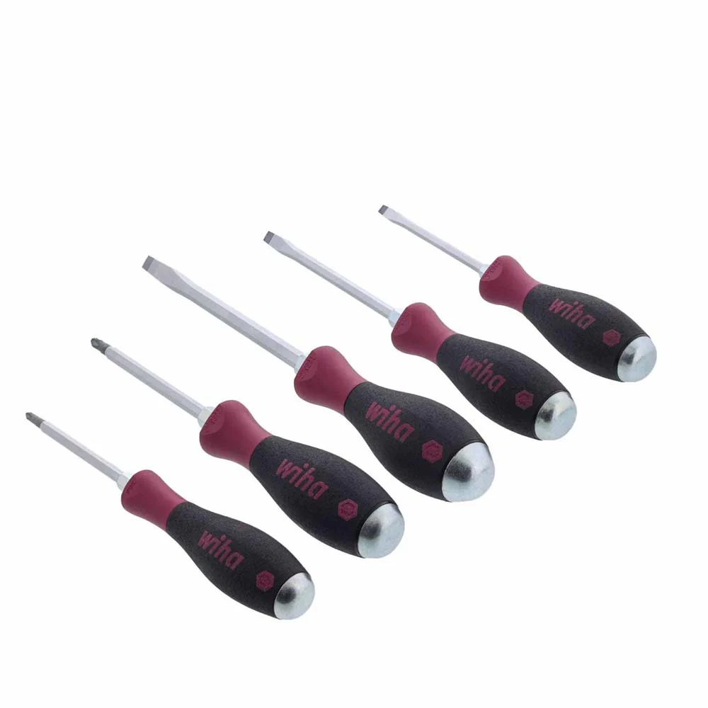 Wiha 53390 5 Piece MicroFinish XHeavy Duty Slotted and Phillips Screwdriver Set - Mactool Shop