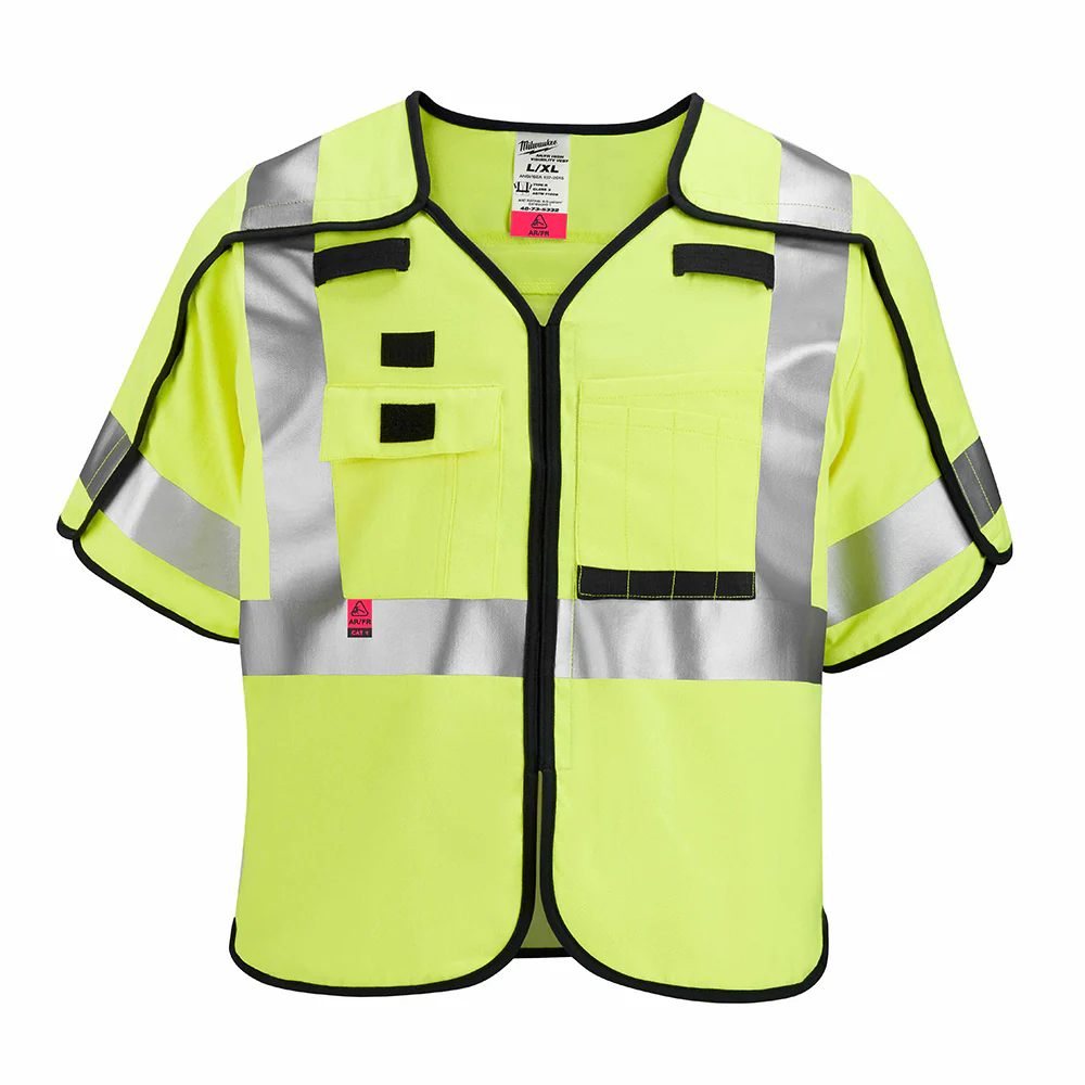Milwaukee 48-73-5333 AR/FR Cat. 1 Class 3 Breakaway High Visibility Yellow Safety Vest - 2XL/3XL - Mactool Shop