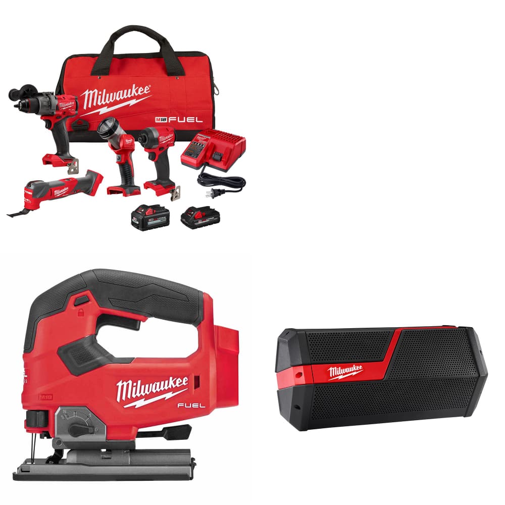 Milwaukee 3698-24MT M18 4-Tool Combo Kit W/ FREE 2737-20 M18 Jig Saw & Speaker - Mactool Shop