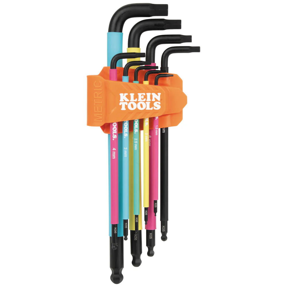 Klein BLS9M Color Coded Extra-Long L Style Hex Key Caddy Set, Metric, 9-Piece - Mactool Shop