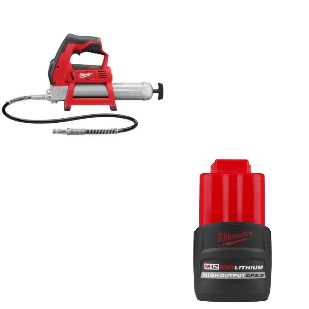Milwaukee 2446-20 M12 Grease Gun (Bare Tool) W/ FREE 48-11-2425 M12 Battery Pack - Mactool Shop