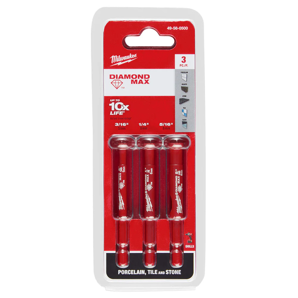 Milwaukee 49-56-0500 DIAMOND MAX™ Diamond Grit Hole Saw 3 PC Set - Mactool Shop