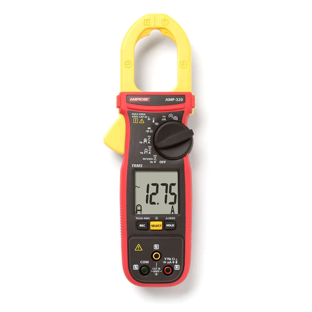 Amprobe 4560562 AMP-320 600V/600A TRMS AC/DC Clamp Multimeter w/ 3-Phase Sequence and Motor Testing - Mactool Shop