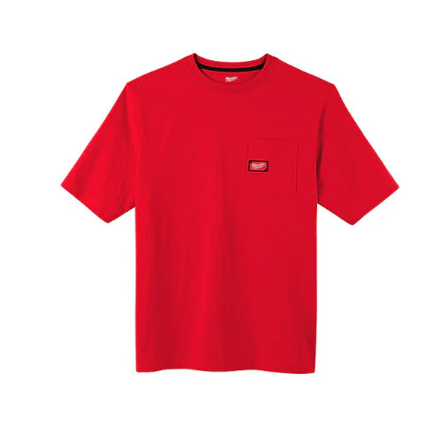 Milwaukee 601R-XL Heavy Duty Pocket T-Shirt (601), Short Sleeve, Red, XL - Mactool Shop