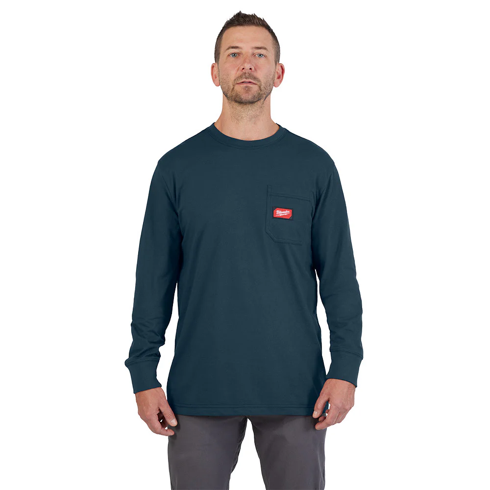 Milwaukee 606BL GRIDIRON Pocket T-Shirt - Long Sleeve Blue - Mactool Shop