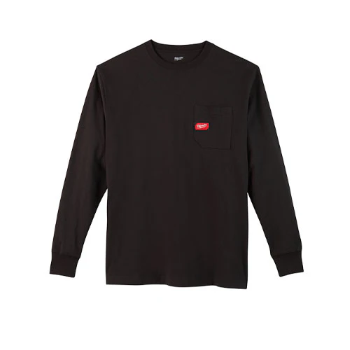 Milwaukee 602B-M Heavy Duty Pocket T-Shirt (602), Long Sleeve, Black, Medium - Mactool Shop