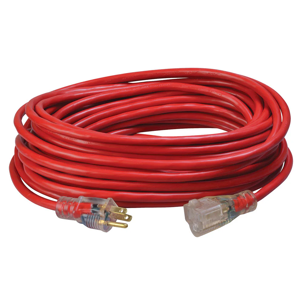 Southwire 2488SW8804 14/3 50' SJTW Red Extension Cord with Lighted End - Mactool Shop