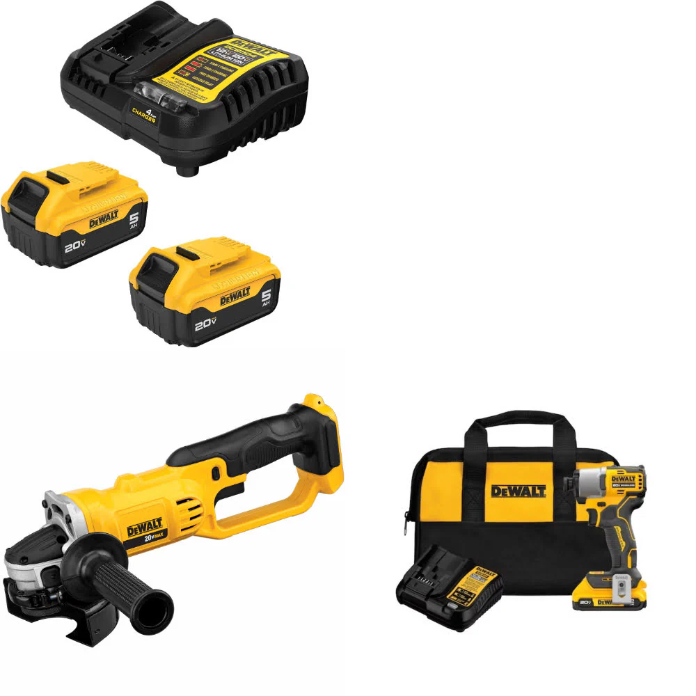 DeWalt DCB205-2C 20V MAX Starter Kit W/ DCG412B Cut-Off Tool & Impact Driver Kit - Mactool Shop