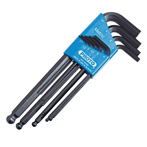 Proto J4996 9-Piece Ball Style Metric Hex Key Set With Plastic Holder - Mactool Shop