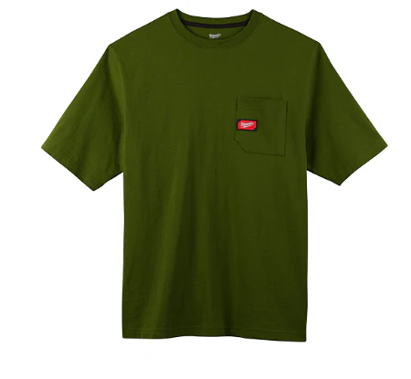 Milwaukee 601OG-L Heavy Duty Pocket T-Shirt 601, Short Sleeve, Olive Green, L - Mactool Shop