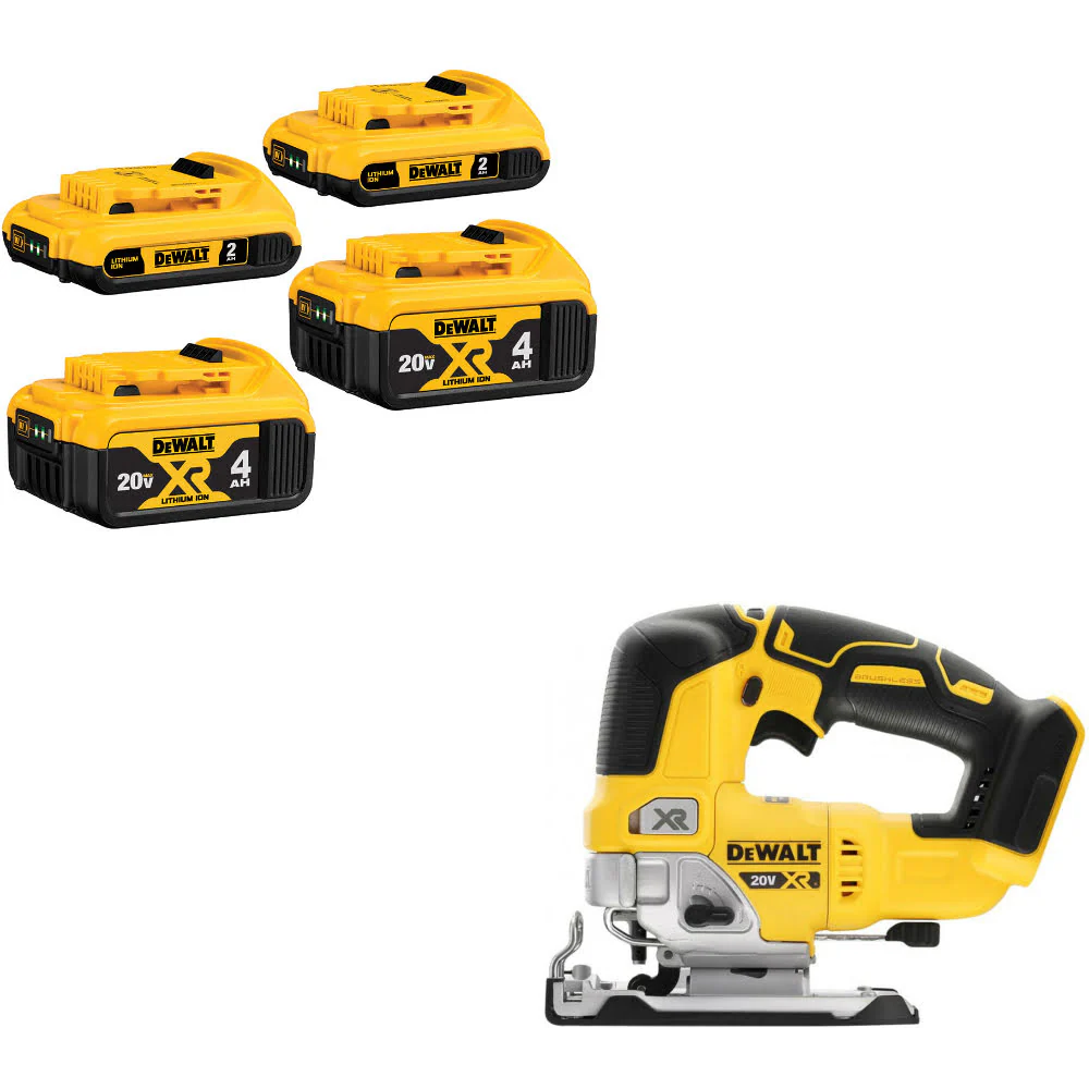 DeWalt DCB324-4 20V MAX Li-Ion Battery 4-Pack W/ FREE DCS334B 20V MAX XR Jig Saw - Mactool Shop