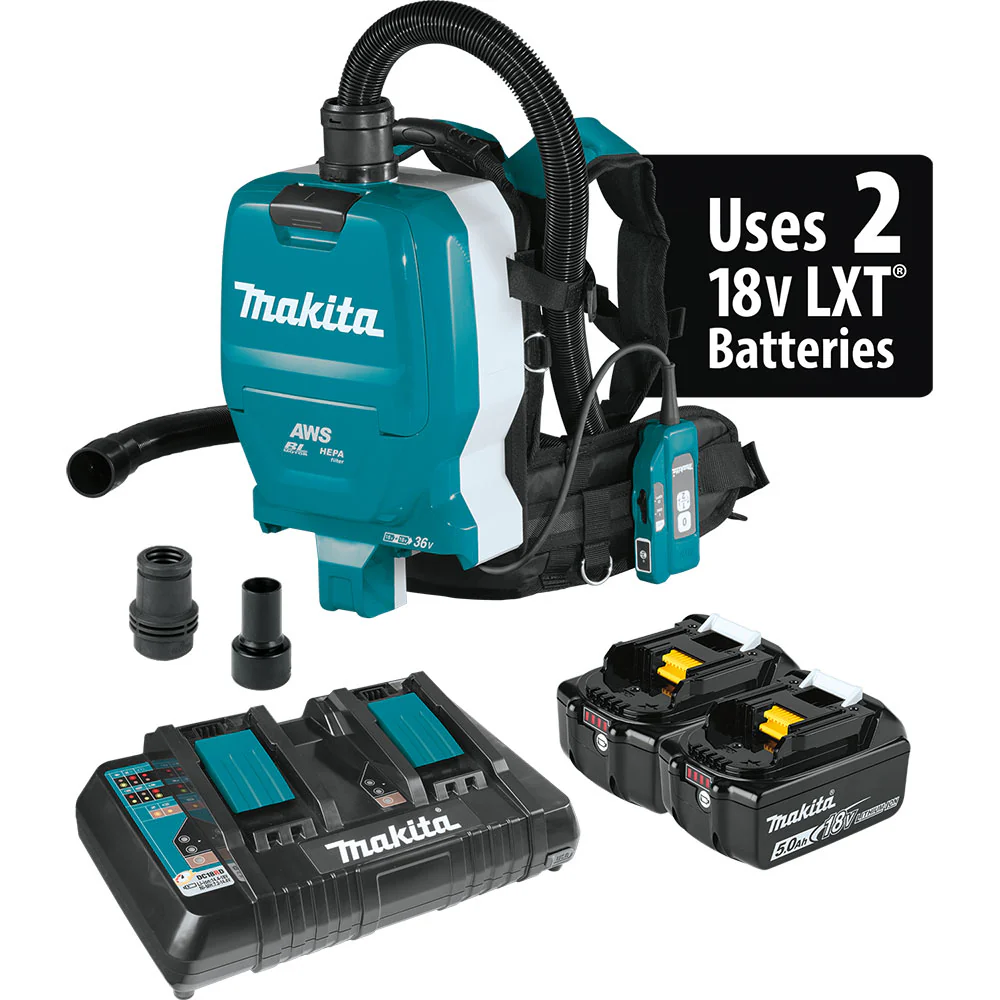 Makita XCV10PTX 18V X2 LXT 1/2 Gallon Backpack Dry Dust Extractor Kit - Mactool Shop
