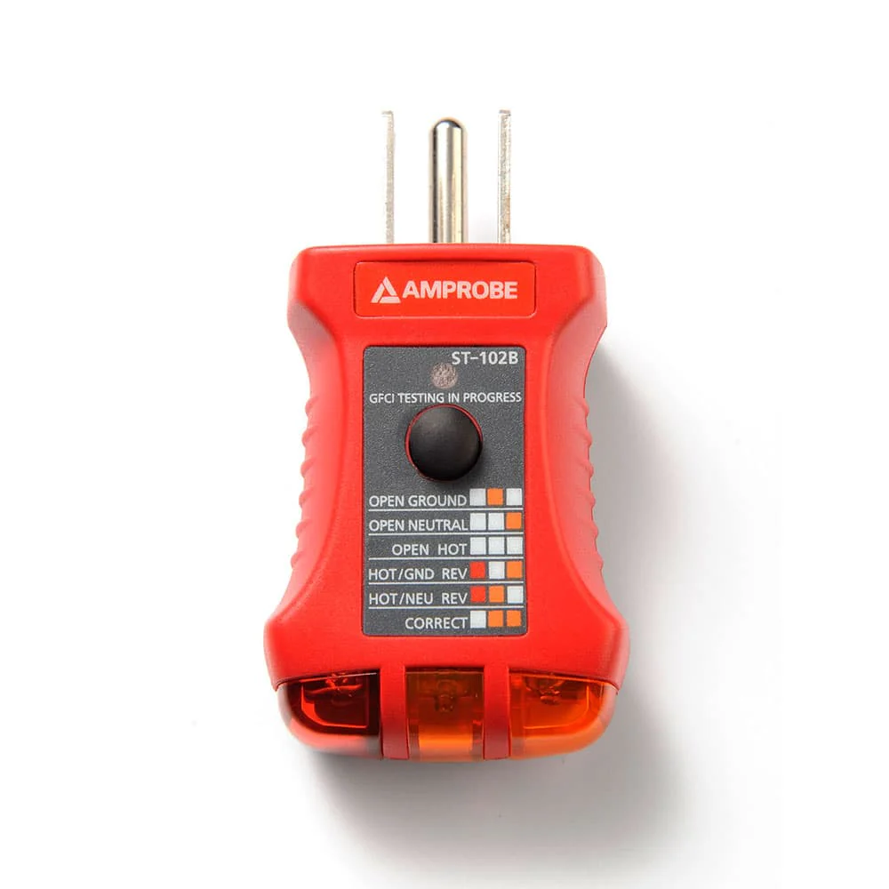 Amprobe 4160817 ST-102B AC Electrical Receptacle/Socket Tester with GFCI, 110-125V - Mactool Shop