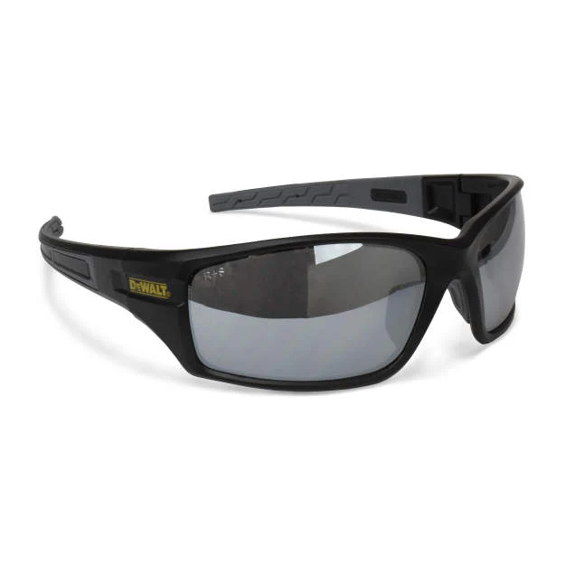 Dewalt DPG101-6D Auger Safety Glasses, Black Frame, Silver Mirror Lens - Mactool Shop