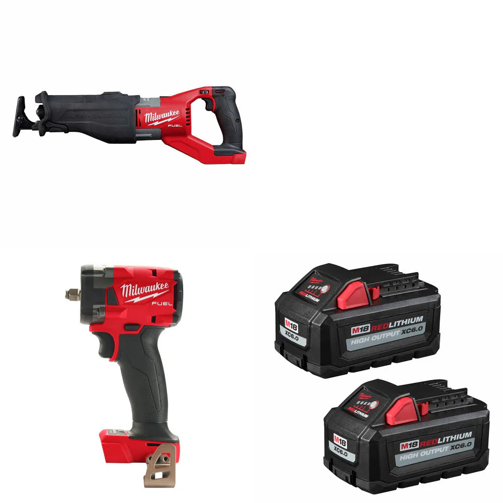 Milwaukee 2722-20 M18 FUEL SAWZALL W/ M18 Impact Wrench & FREE Battery 2 Pack - Mactool Shop
