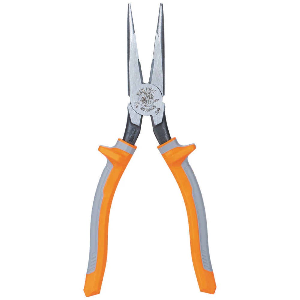 Klein 2038RINS Pliers, Long Nose Side-Cutters, Insulated, 8