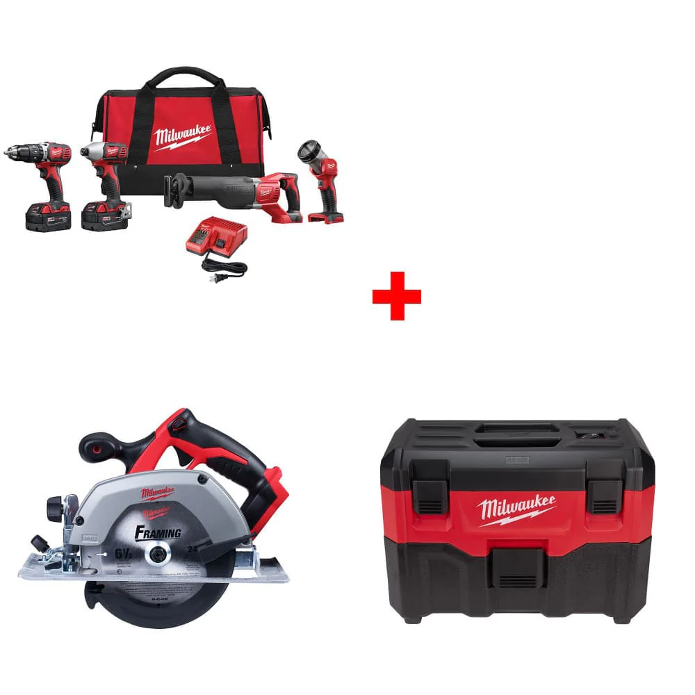 Milwaukee 2696-24 M18 4-Tool Combo Kit w/ FREE 2630-20 6-1/2