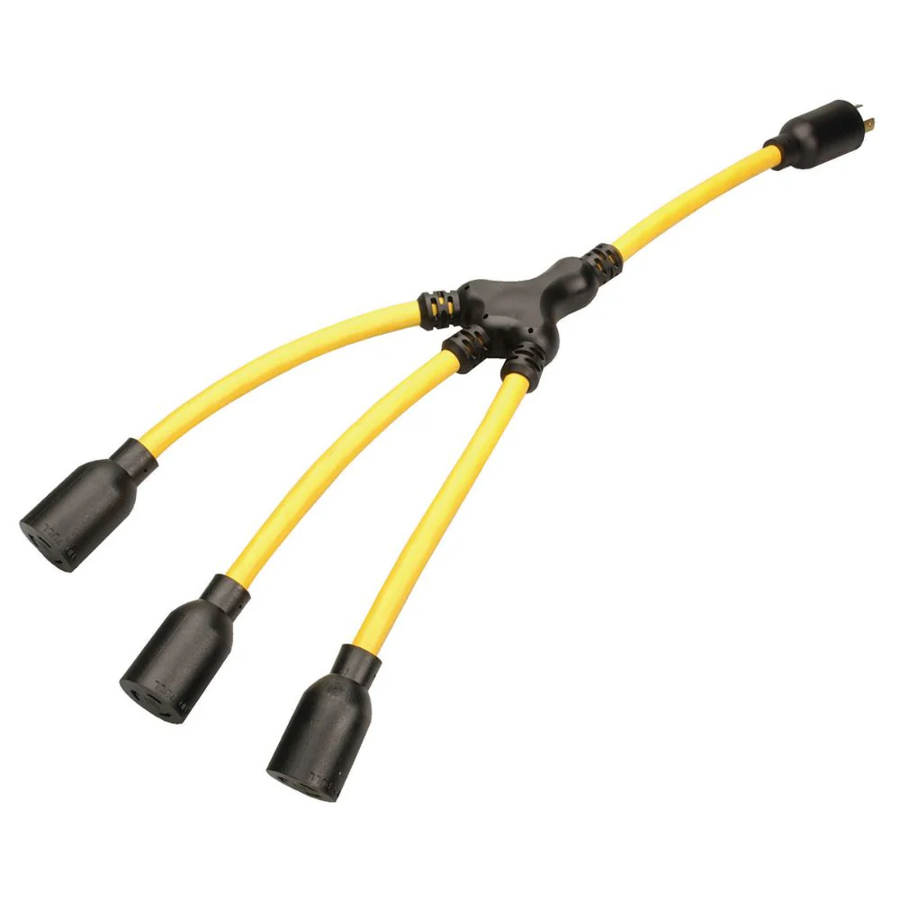 Southwire 90238802 12/3 STW GENERATOR ADAPTER - L5-20 PLUG TO (X3) L5-20 RECEPTACLE - Mactool Shop