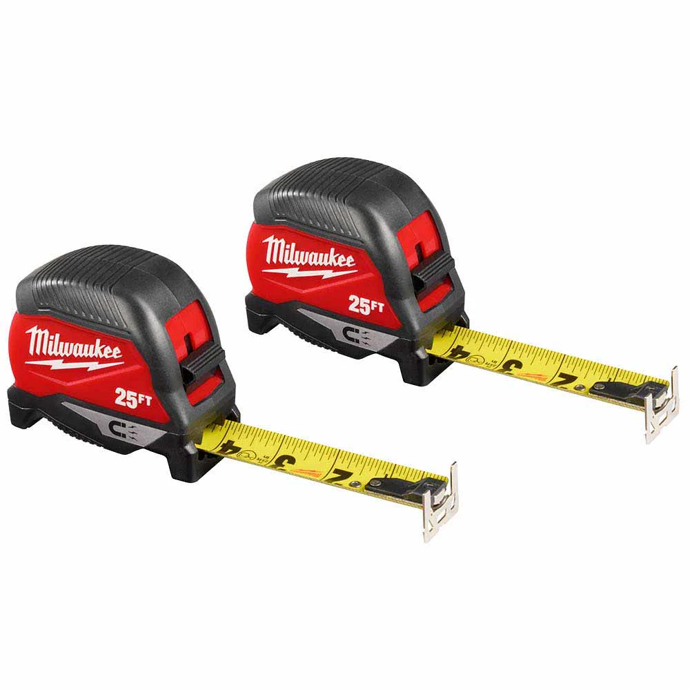Milwaukee 48-22-1025MG 25ft Magnetic Tape Measure 2-Pack - Mactool Shop