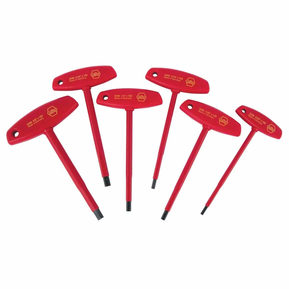 Wiha 33490 6 Piece Insulated T-Handle Hex Screwdriver Set - Inch - Mactool Shop