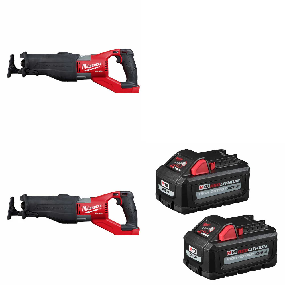 Milwaukee 2722-20 M18 FUEL SAWZALL 2 Pack W/ FREE 48-11-1862 M18 Battery 2 Pack - Mactool Shop
