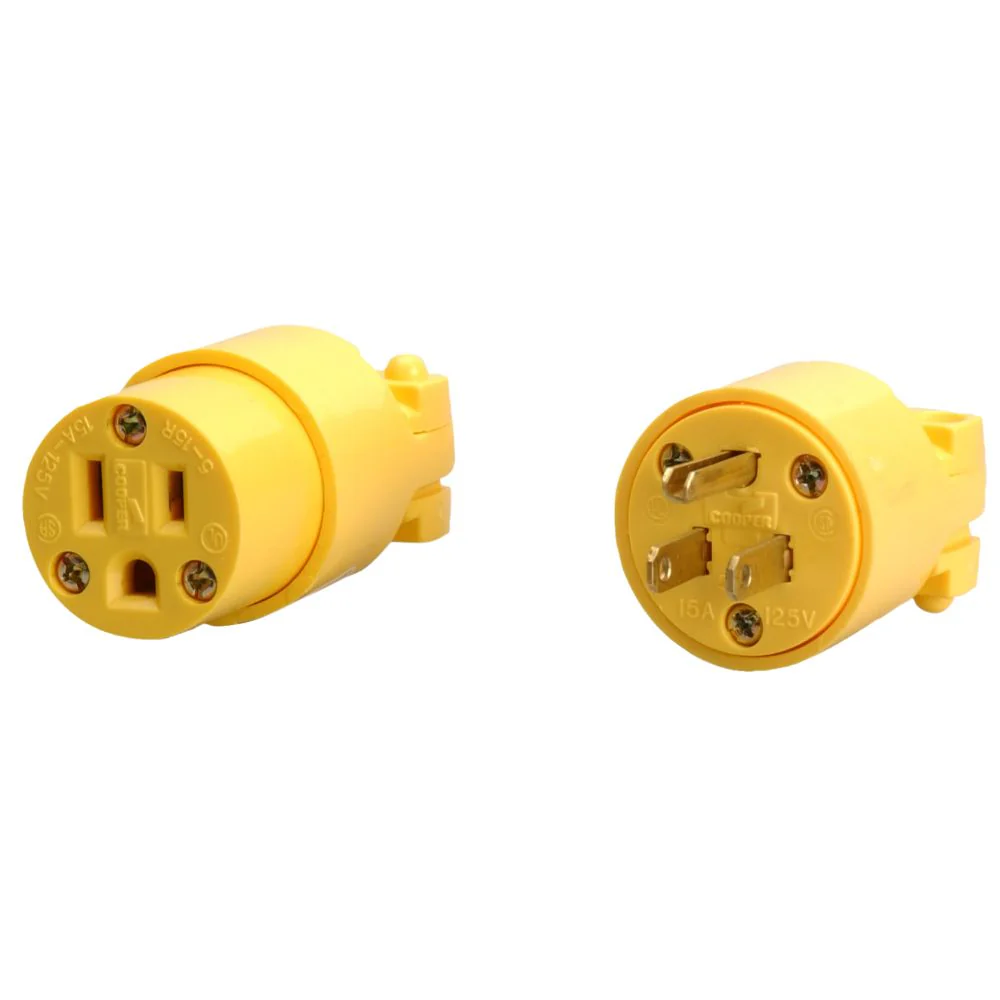 Southwire 59850000 15A/125V NEMA 5-15R YELLOW VINYL STRAIGHT BLADE FEMALE PLUG - Mactool Shop