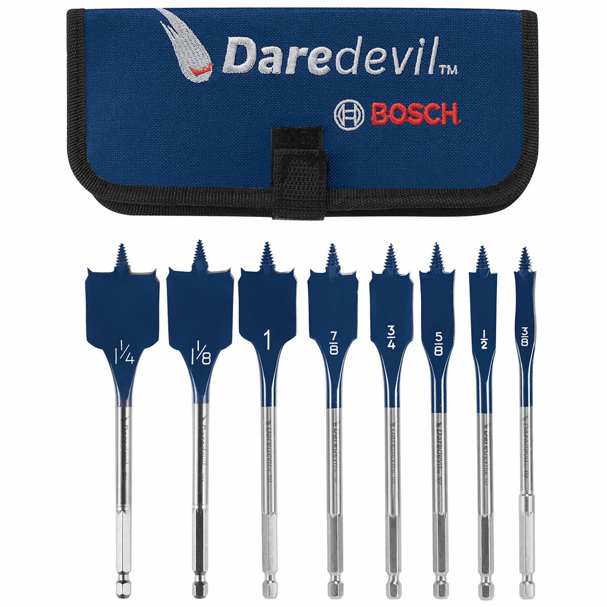 Bosch DSB5008P 8 pc. Daredevil Standard Spade Bit Set with Pouch - Mactool Shop