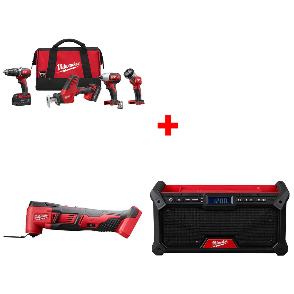 Milwaukee 2695-24 M18 4-Tool Combo Kit W/ FREE 2626-20 M18 Multi-Tool & Radio - Mactool Shop