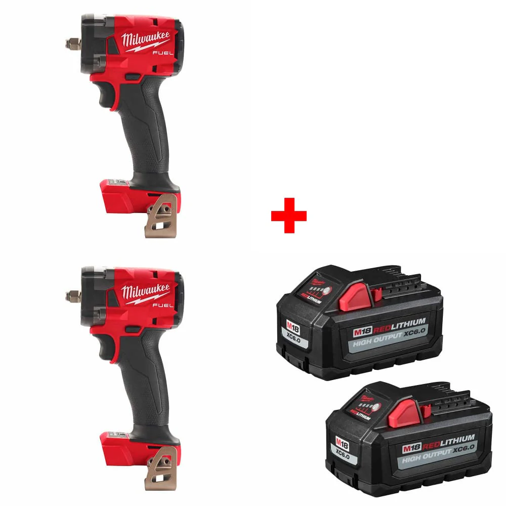 Milwaukee 2854-20 M18 FUEL Impact Wrench, 2Pk w/ 48-11-1862 M18 Battery 2Pk - Mactool Shop