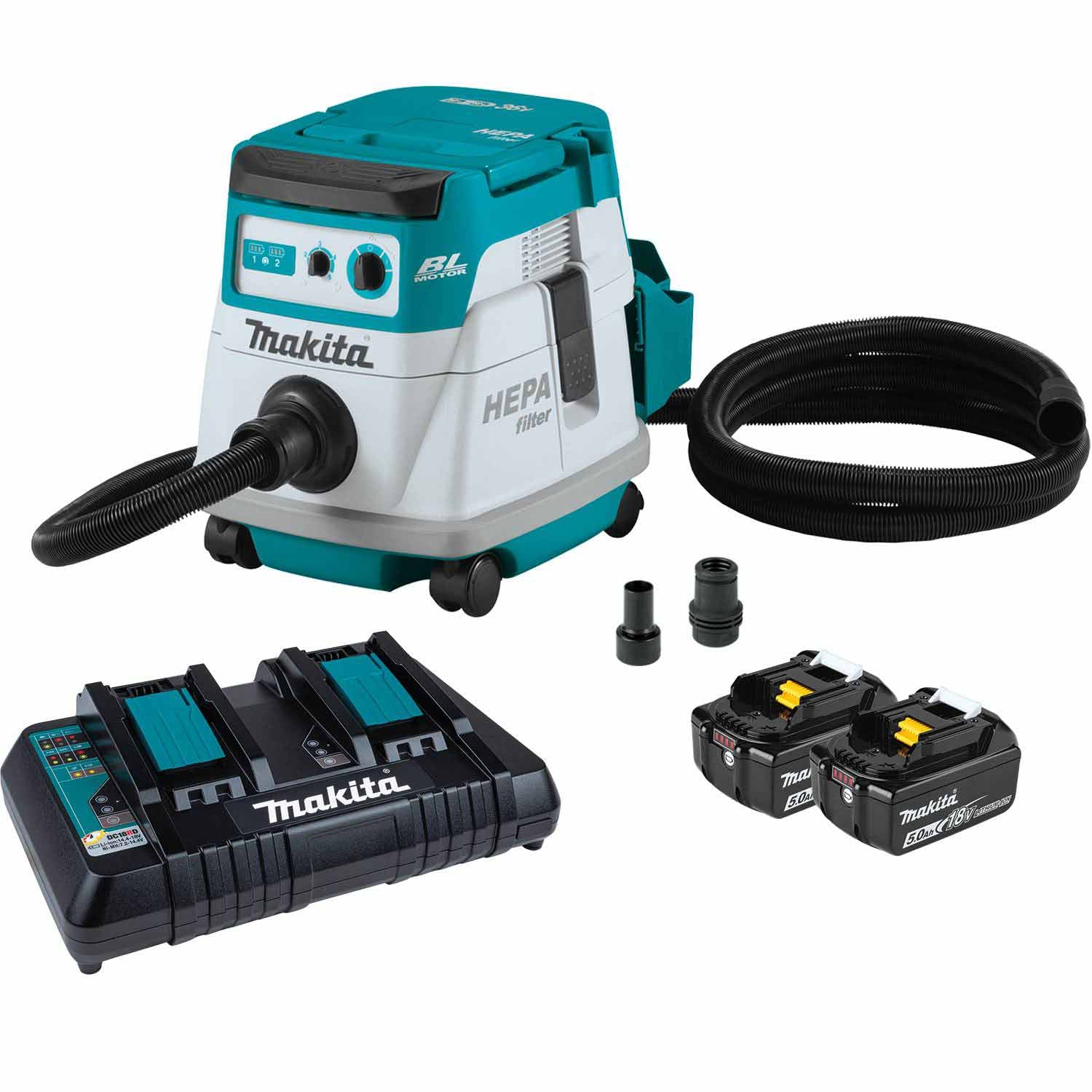 Makita XCV21PTX 36V (18V X2) LXT HEPA Filter Dry Dust Extractor 2.1 Gal Kit - Mactool Shop