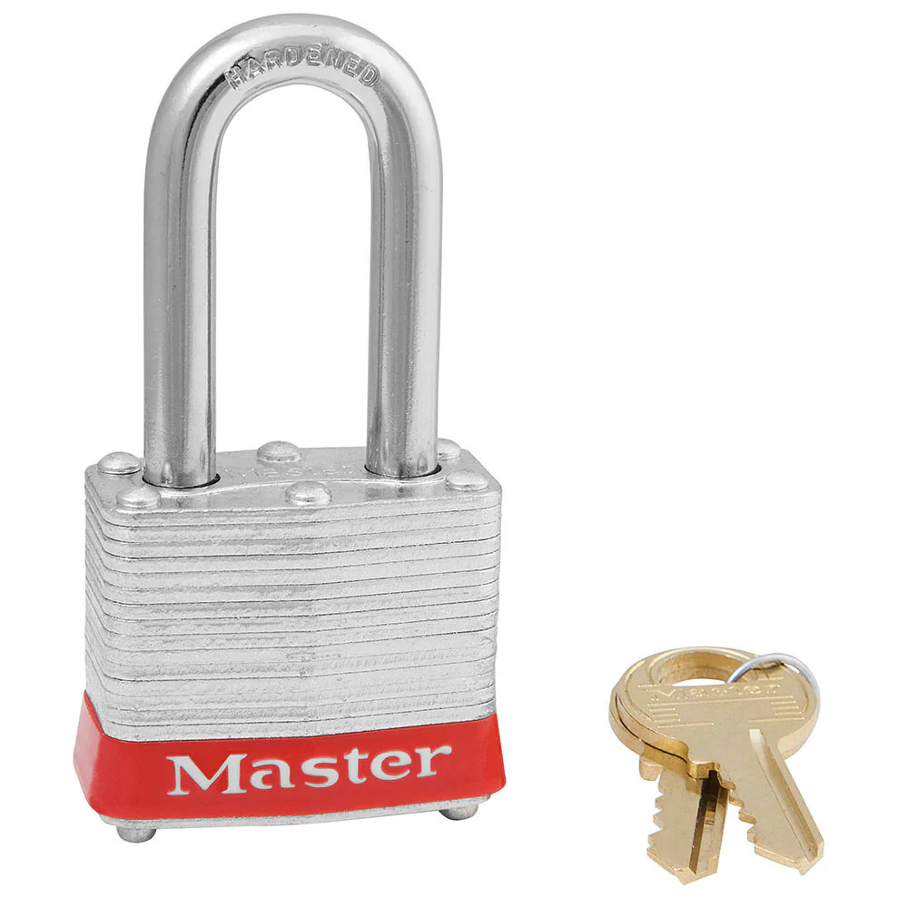 MasterLock 3LFRED Red Laminated Steel Safety Padlock, Tall Shackle - Mactool Shop