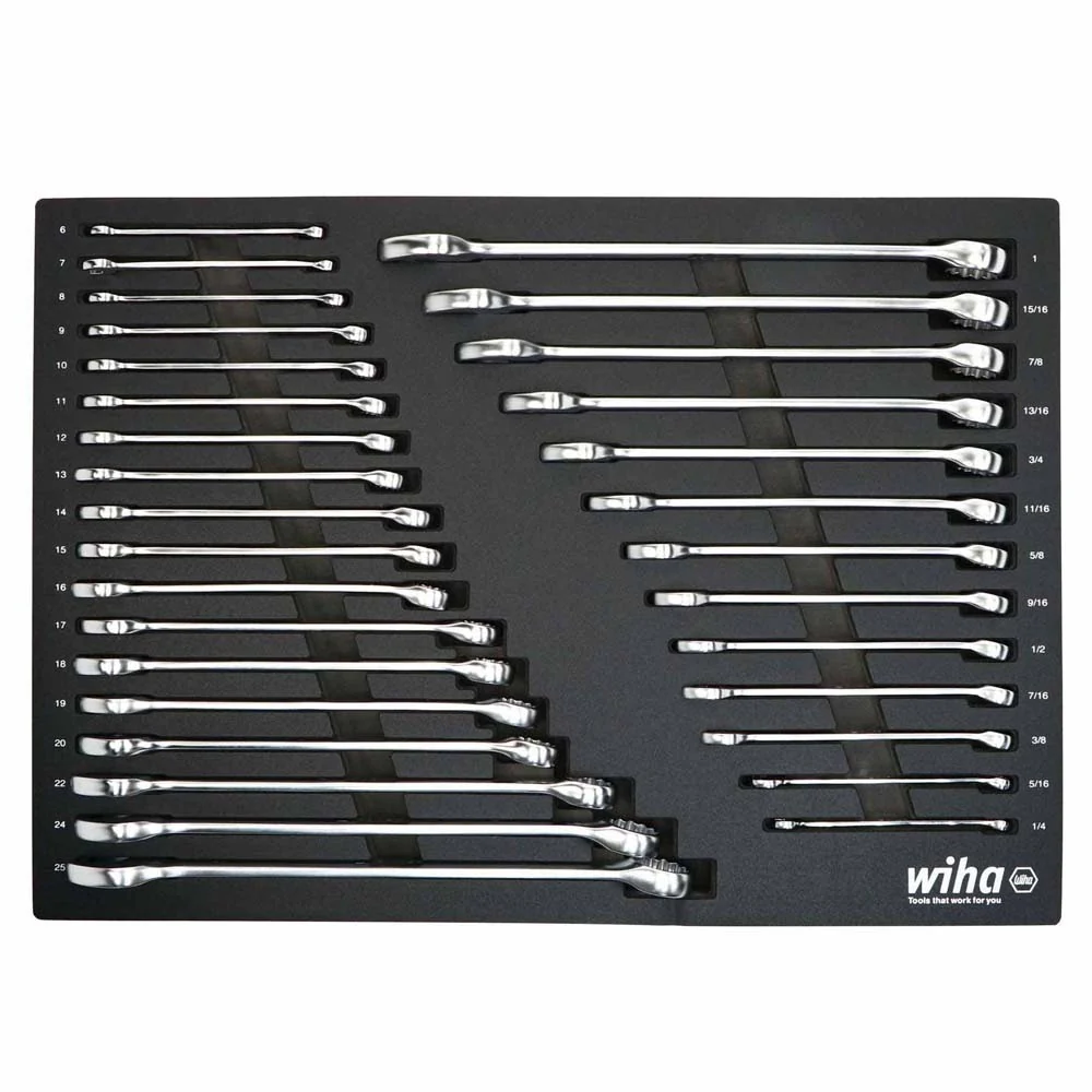 Wiha 30492 31 Piece Combination Wrench Tray Set - SAE and Metric - Mactool Shop