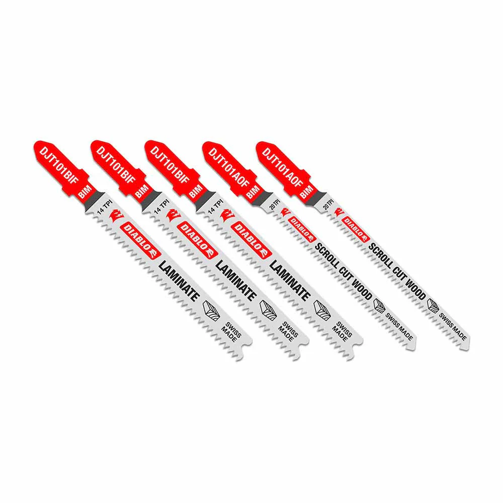 Diablo DJT505 5 pc Bi-Metal T-Shank Jig Saw Blade Set for Laminate Cutting (5-Piece) - Mactool Shop
