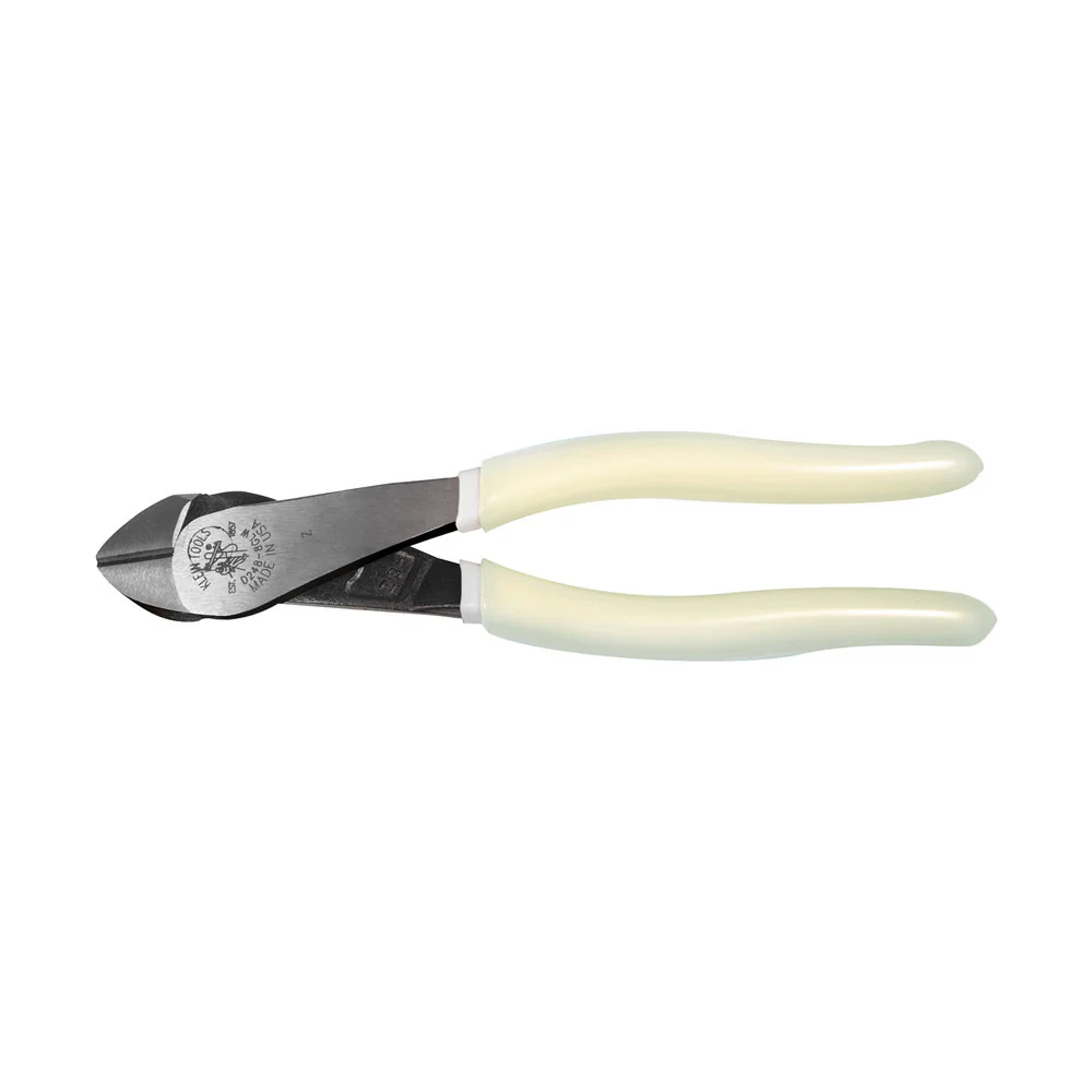 Klein Tools D248-8-GLW Diagonal-Cutting Pliers, Angled Head, Hi-Viz, 8